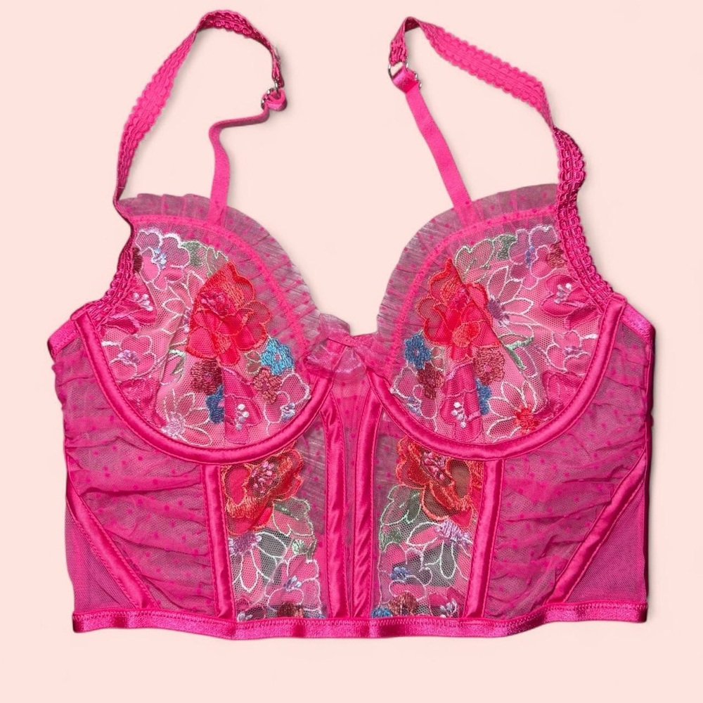 For Love And Lemons Pink Floral Lace Bralette